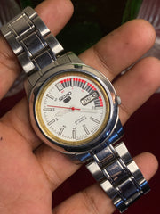 Seiko 5 SNKK25K1 “Speed Racer” Automatic — White Dial with Exhibition Back | Ref 7S26-02N0.