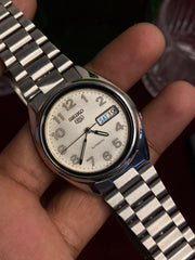 Seiko 5 — White Military Numeral Dial | 38mm Japanese Automatic Watch.