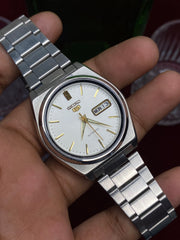 Seiko 5 “Clean Slate” — 7S26 White Dial Exhibition Automatic watch.