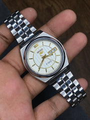 Seiko 5 — White Textured Dial | 38mm Japanese Automatic Watch.