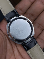 Super Rareee Seiko 5 Vintage TV “Ocean-blue” Sunburst Dial Watch With black leather strap.
