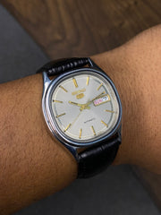 Super Rare Vintage Seiko 5 Tonneau Automatic Watch | Grey Sunburst Dial | Ref. 6309-8800