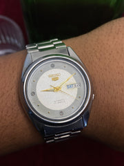 Seiko 5 “Frost & Ash” — 7009 Textured Two-Tone Automatic watch.