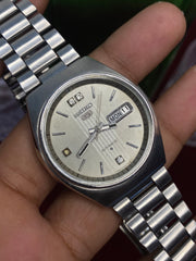 Seiko 5 — Silver Striped Dial with Crystal Accents | 38mm Japanese Automatic Watch.