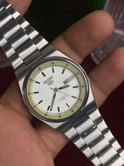 Seiko 5 Automatic — Railway Time White Dial Watch | Ref 7009-876J.