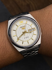 Seiko 5 — White Textured Dial | 38mm Japanese Automatic Watch.
