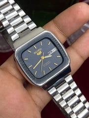 Seiko 5 Automatic — TV-Case Blue Linen Dial | Ref 7009-596K.