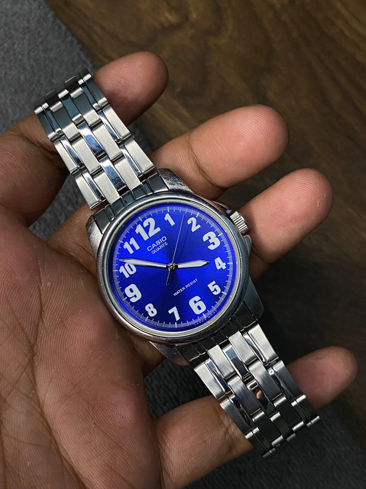 Rare Casio MTP-1216A Blue Numeric Dial watch.