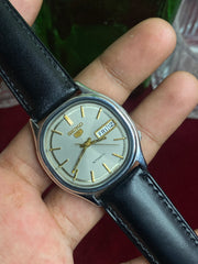 Super Rare Vintage Seiko 5 Tonneau Automatic Watch | Grey Sunburst Dial | Ref. 6309-8800