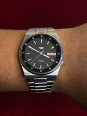 SEIKO 5 AUTOMATIC — "RAILWAY TIME" | 38MM Grey 24-Hour Dial Watch | 7S26-3160 A4.