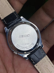 Vintage Seiko 5 Automatic White Dial Watch | Black Leather Strap | Ref. 7S26-0390 | Made in Japan