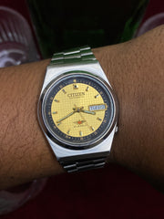 Citizen Eagle 7 Automatic — Golden Grid textured Dial Watch | Ref 4-824083K.