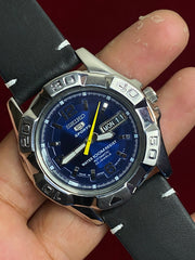 Seiko 5 Sports — "Blue Explorer",23 Jewels, 100m | Ref. 7S36-02L0 | Exhibition Caseback | 41mm.