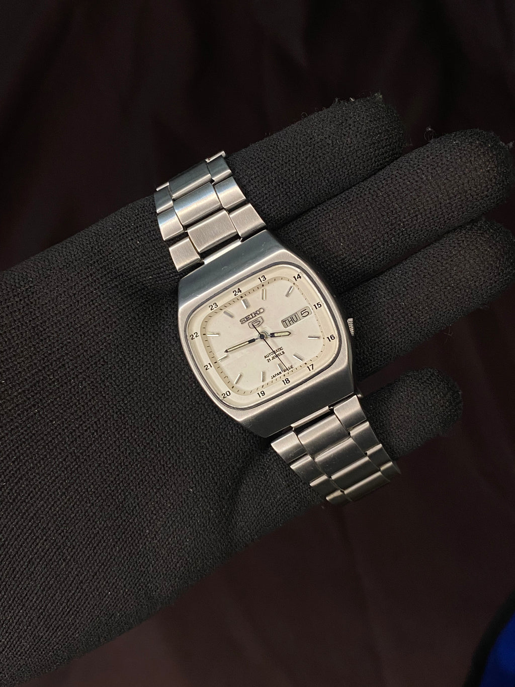 Seiko 5 Tv White Sunburst Dial 1992 Vintage Automatic Watch