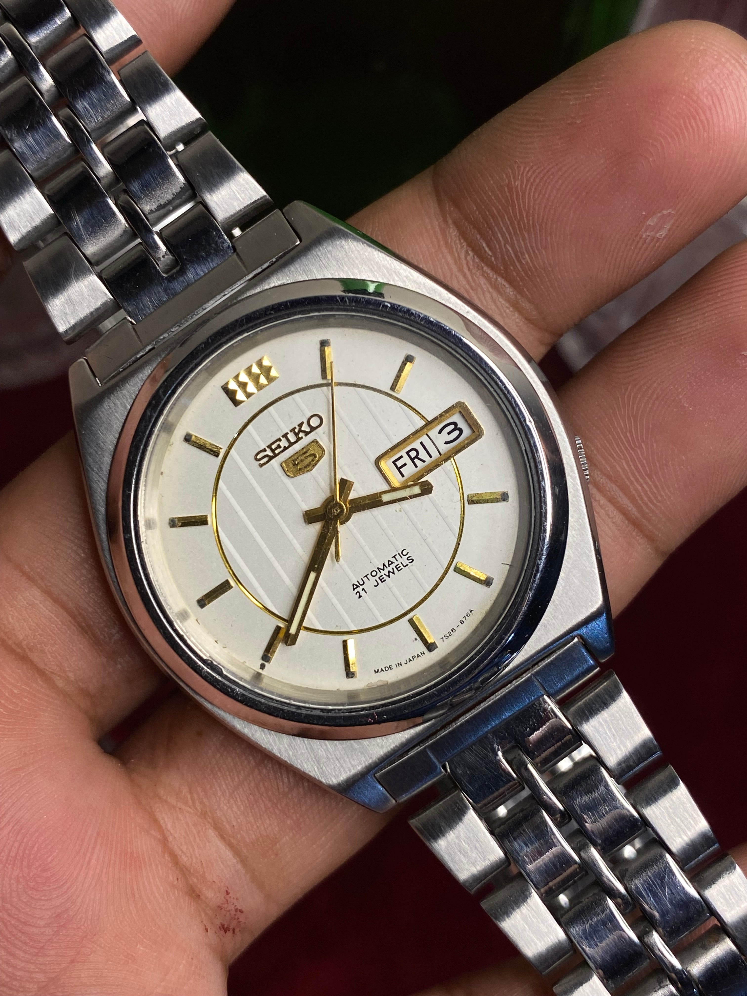 Seiko 5 — White Textured Dial | 38mm Japanese Automatic Watch.