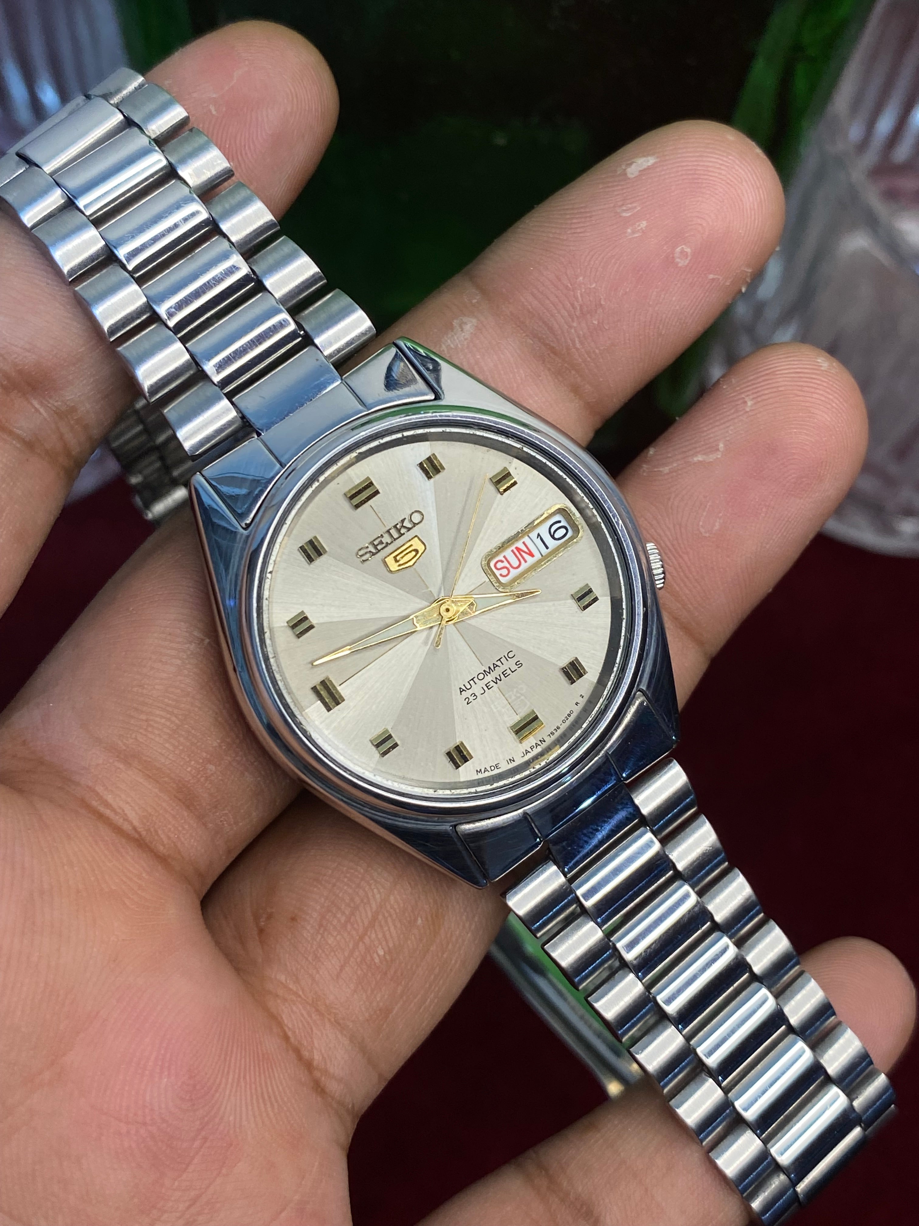 Seiko 5 Automatic — Silver Sunburst Dial Watch , 36mm | 7S36-6080.