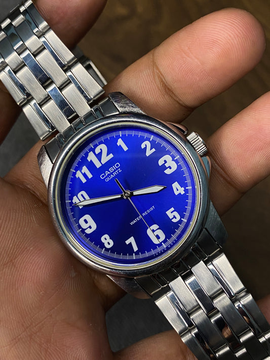 Rare Casio MTP-1216A Blue Numeric Dial watch.