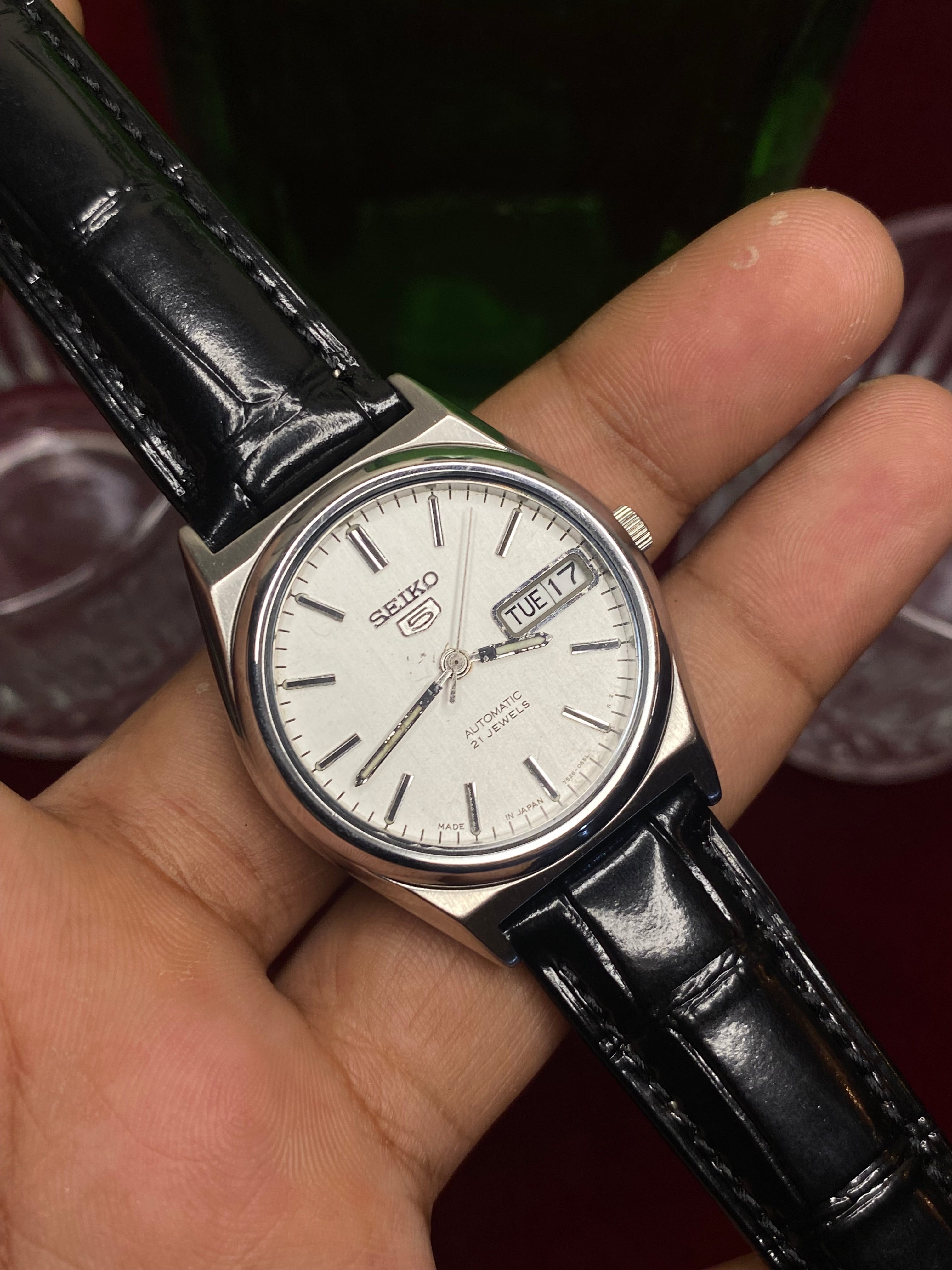 Seiko 5 “Open Heart” White Dial— 7S26 Exhibition Automatic Watch.