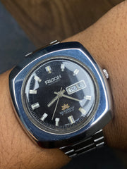 Ricoh Automatic — Black Sunburst Dial | 70s “TV-Shape” Japanese Cushion Watch.