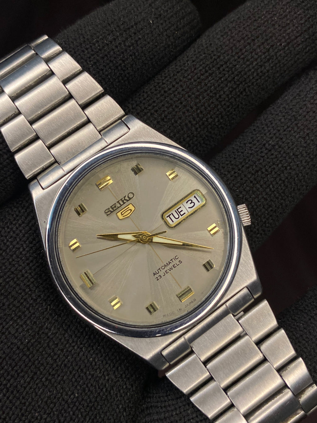 Seiko 5 Silver Sunray Dial Watch