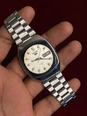 SEIKO 5 AUTOMATIC — "THE STONE-SET TV" | 38×40MM Silver Crystal-Index Dial Watch | 7009-5200 A1