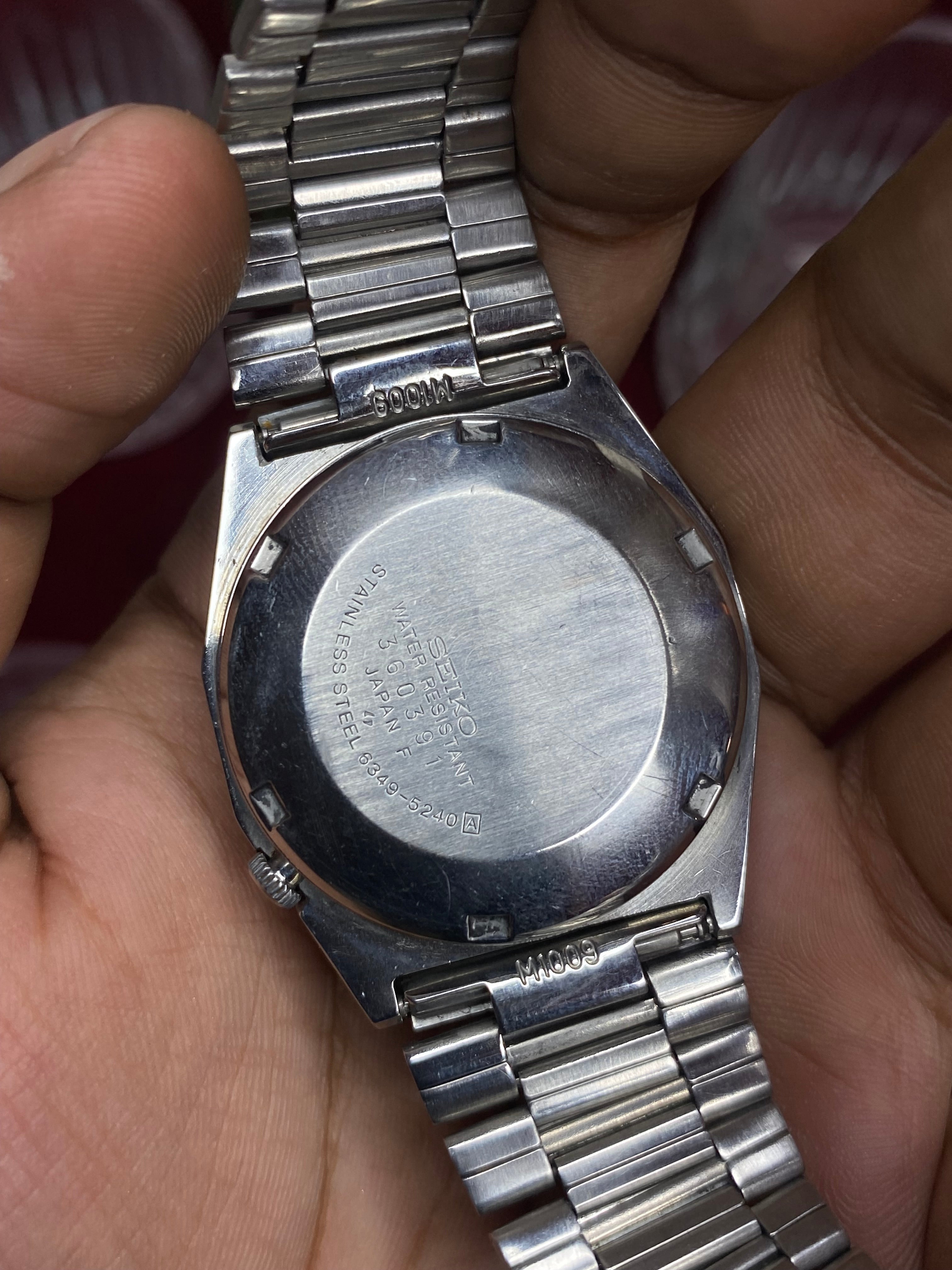 Seiko 5 “Silver Signal” — 6349 Textured Cushion Automatic watch.