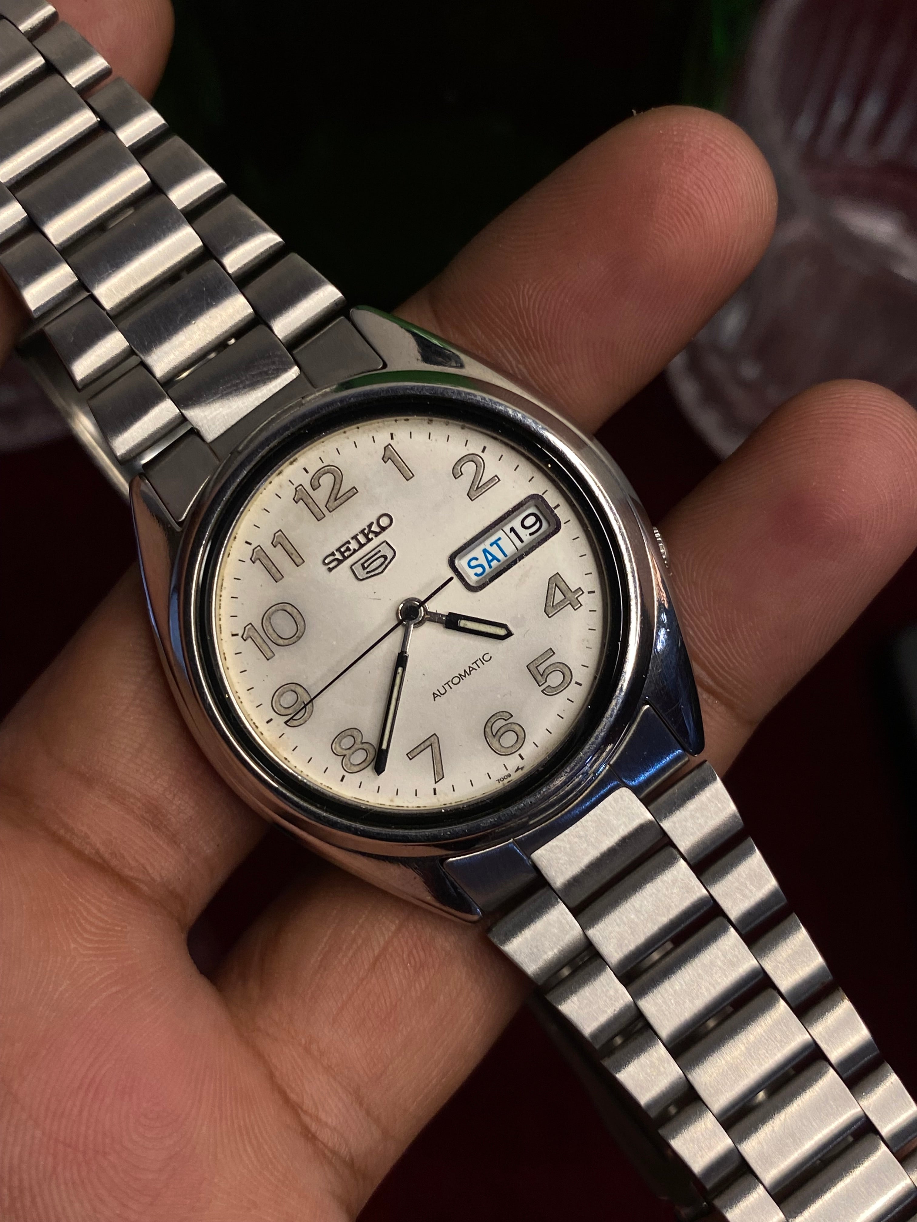 Seiko 5 — White Military Numeral Dial | 38mm Japanese Automatic Watch.