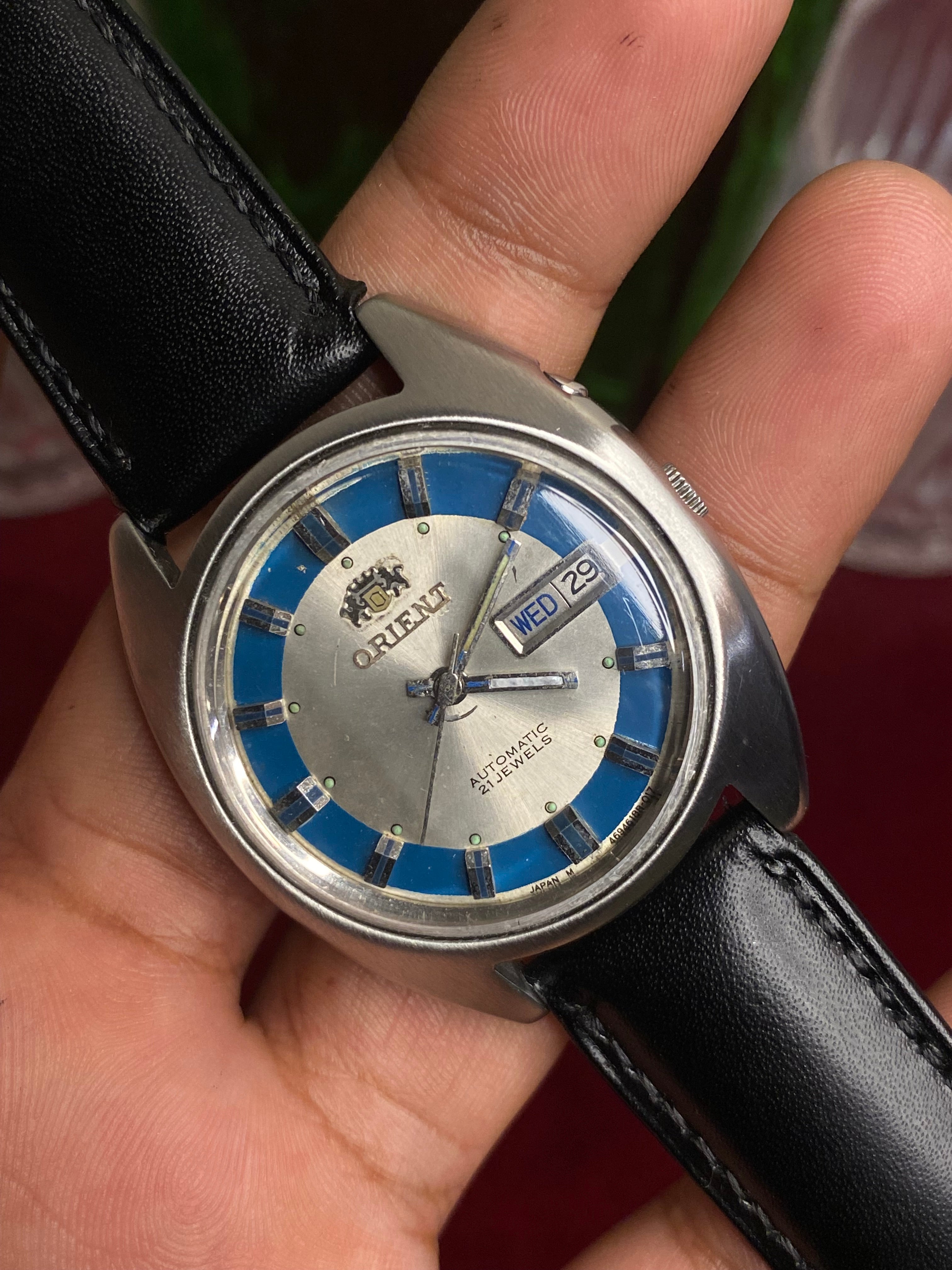 Orient Automatic — Silver Sunburst Dial, Blue Chapter Ring Dial Watch | Ref G469618-8E