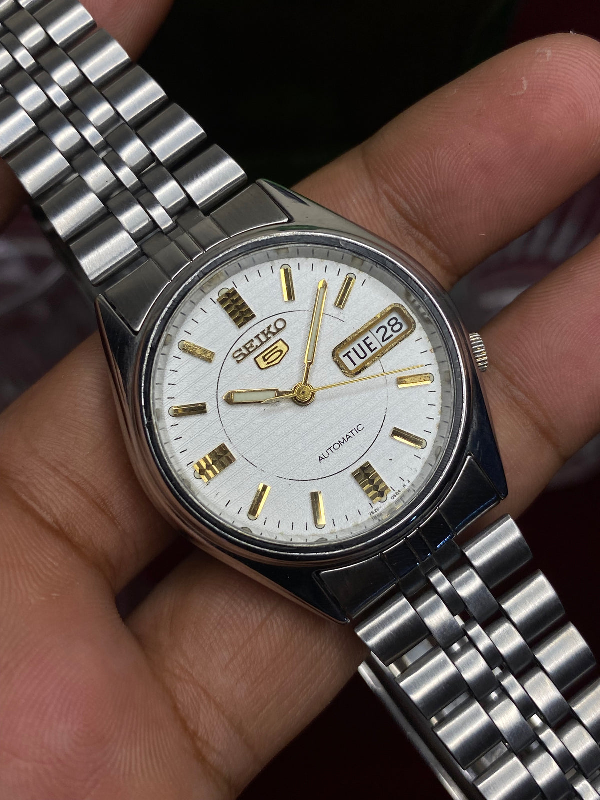 Seiko 5 “Linen White” — 7S26 Textured Dial Automatic watch.