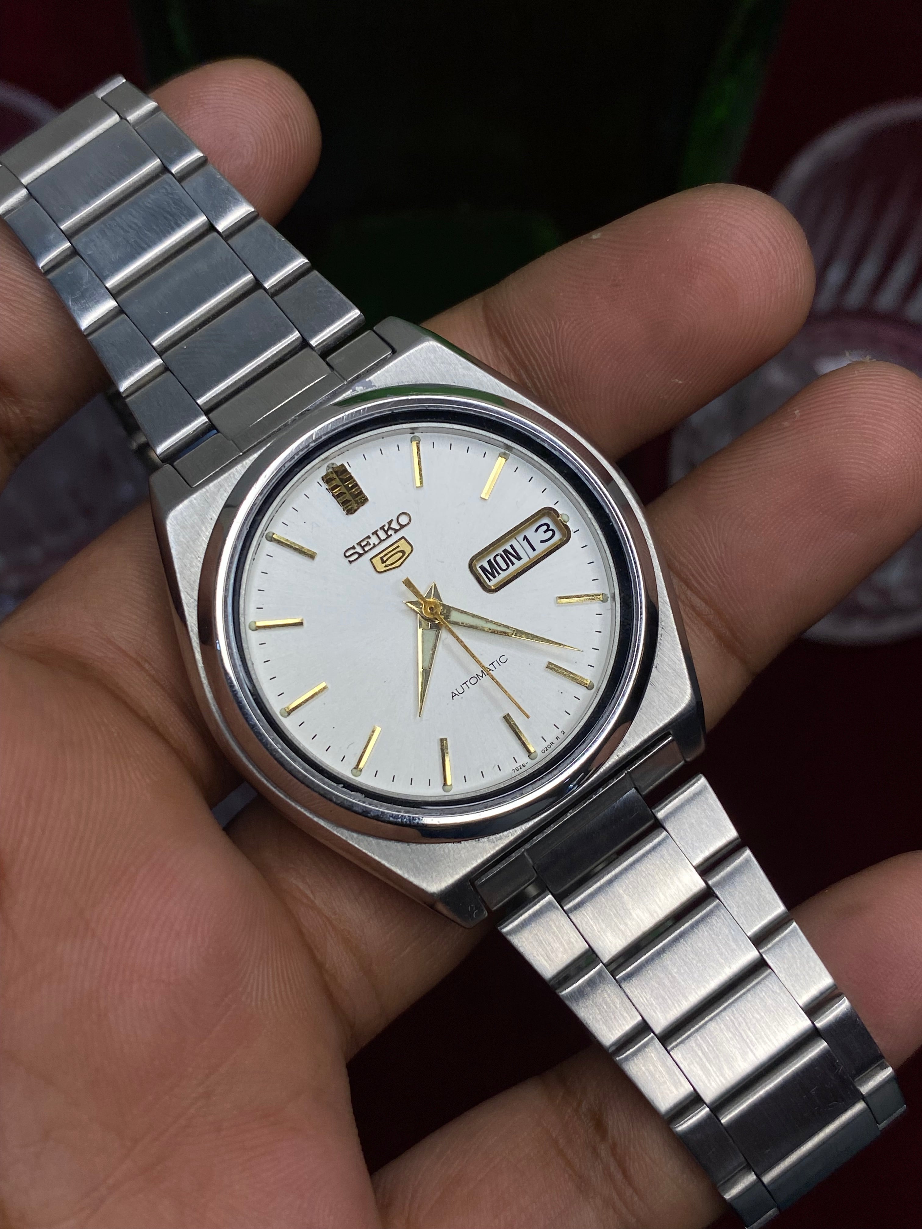 Seiko 5 “Clean Slate” — 7S26 White Dial Exhibition Automatic watch.