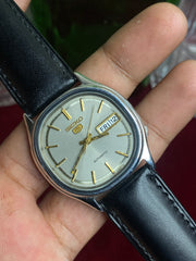 Super Rare Vintage Seiko 5 Tonneau Automatic Watch | Grey Sunburst Dial | Ref. 6309-8800