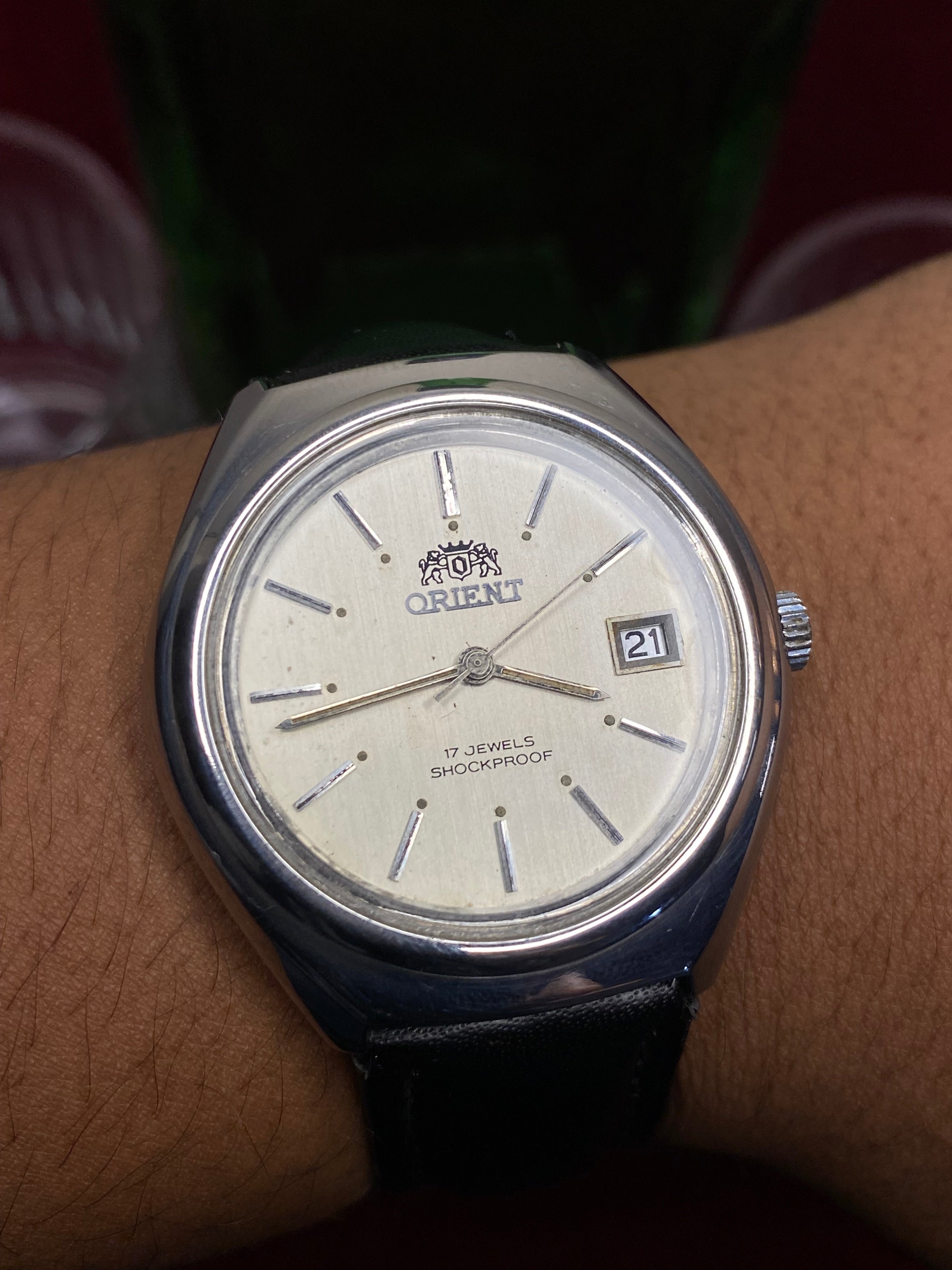 Orient “Silver Crest” — 17-Jewel Hand-Wound Dress Watch.