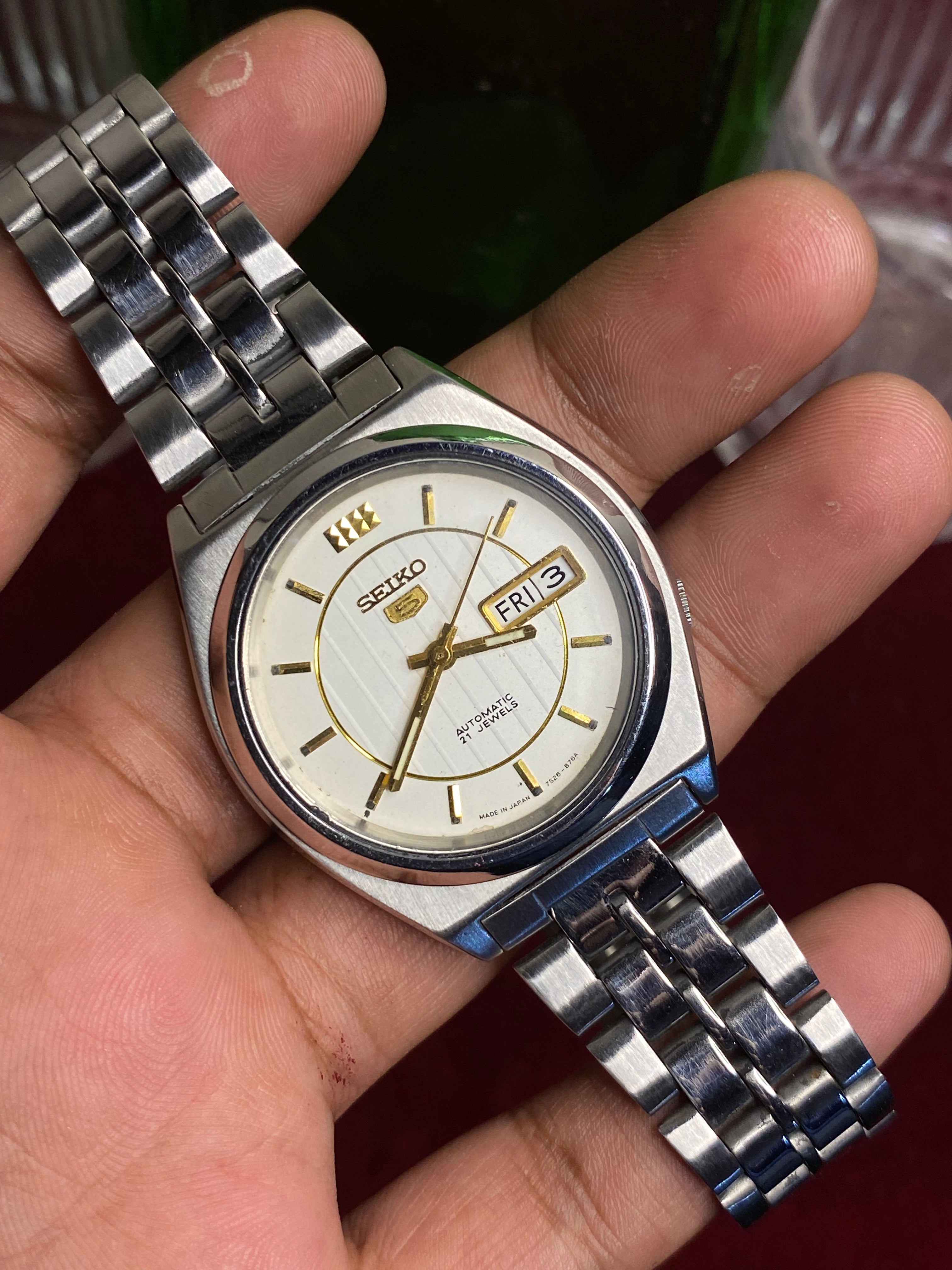 Seiko 5 — White Textured Dial | 38mm Japanese Automatic Watch.