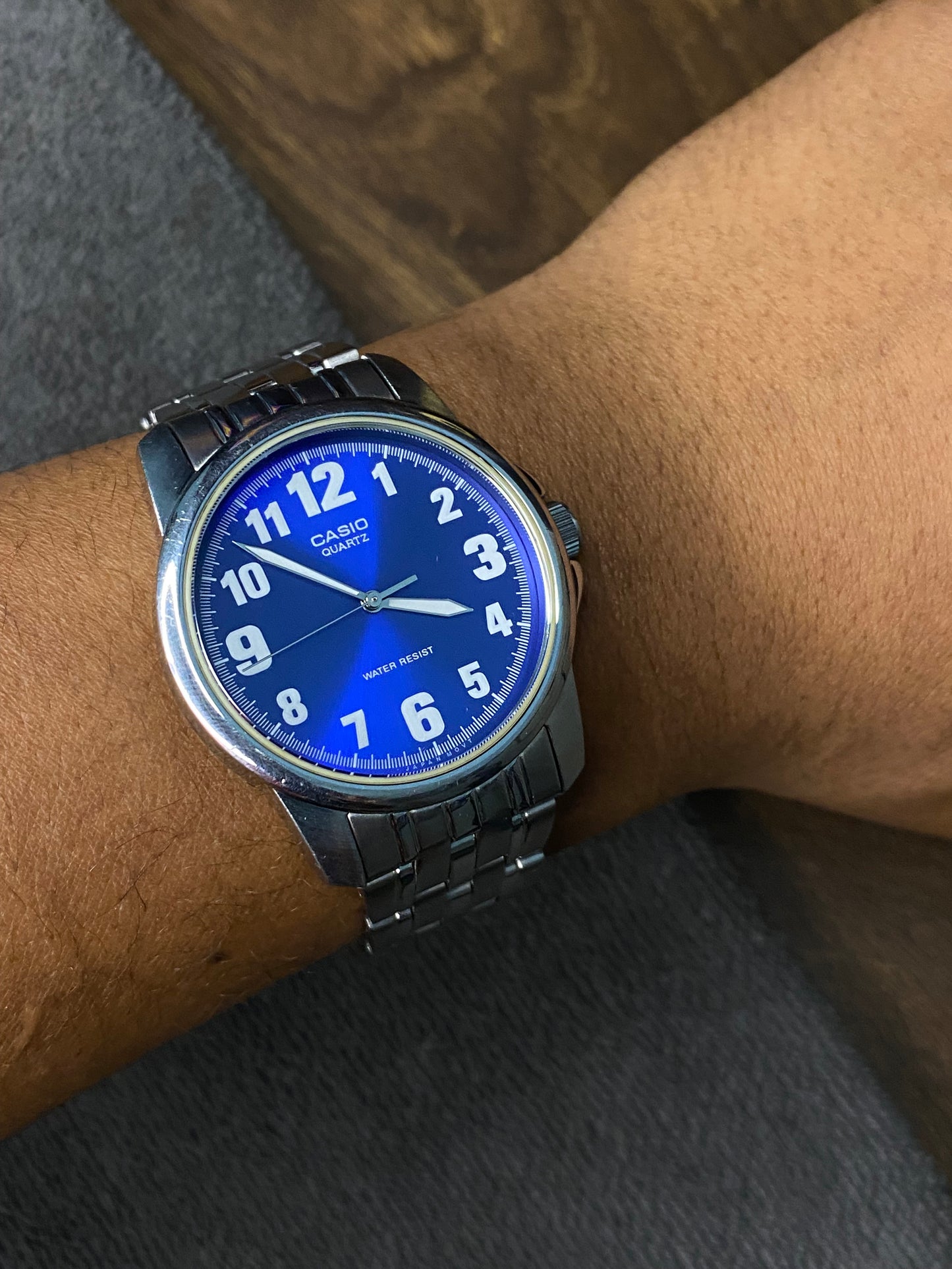 Rare Casio MTP-1216A Blue Numeric Dial watch.