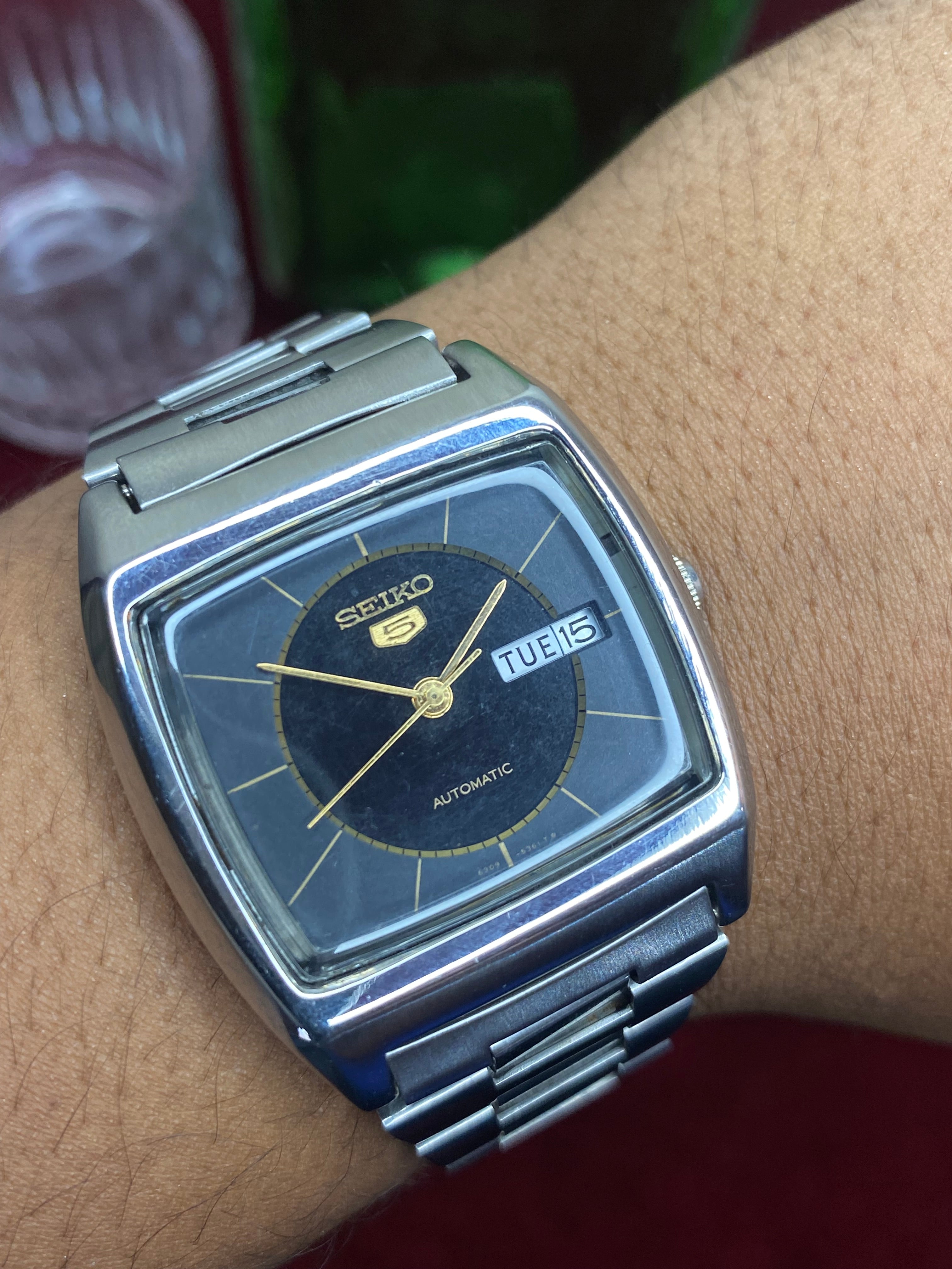 Seiko 5 “Black Gold” — 6309 Cushion Automatic watch.