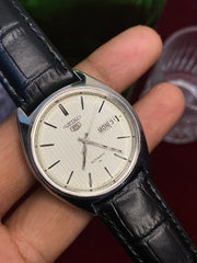 Seiko 5 — White Textured Dial | 38mm Japanese Automatic Watch With Leather Strap.