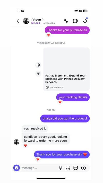 Customer conversation screenshot