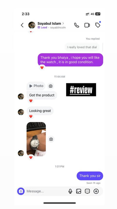 Customer conversation screenshot