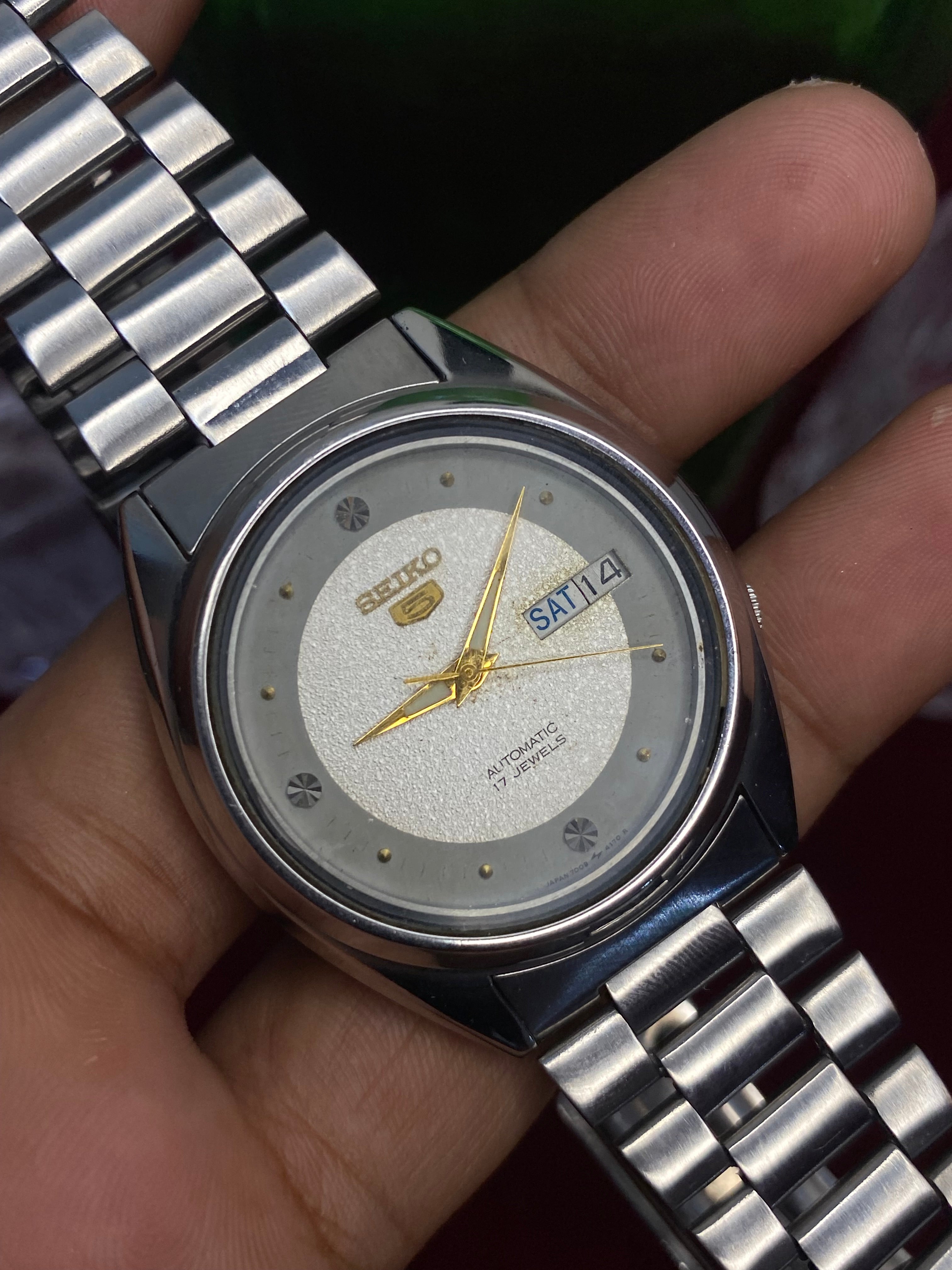 Seiko 5 “Frost & Ash” — 7009 Textured Two-Tone Automatic watch.