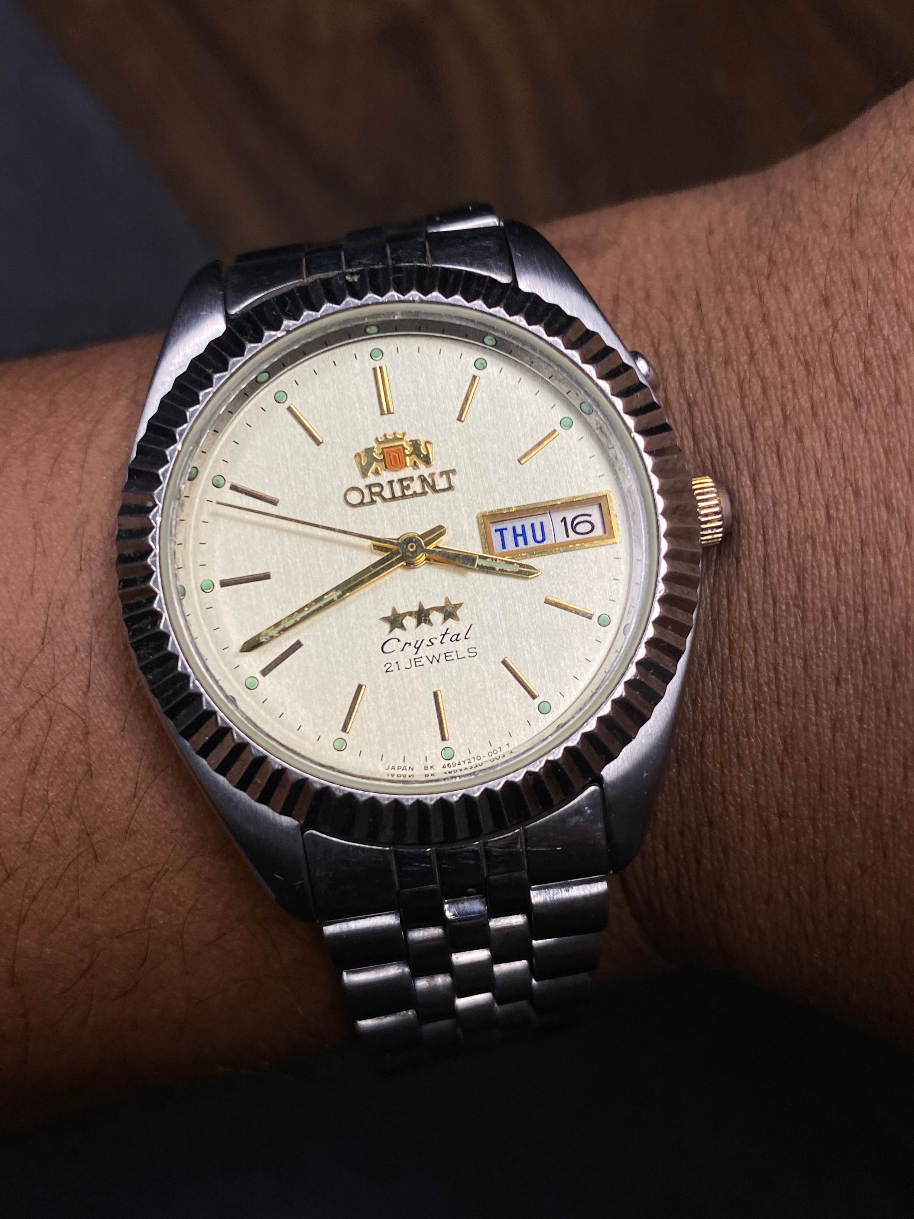 Super Rare Orient President Tri-Star Crystal Automatic Watch | Champagne Dial | Ref. 469WA8-83