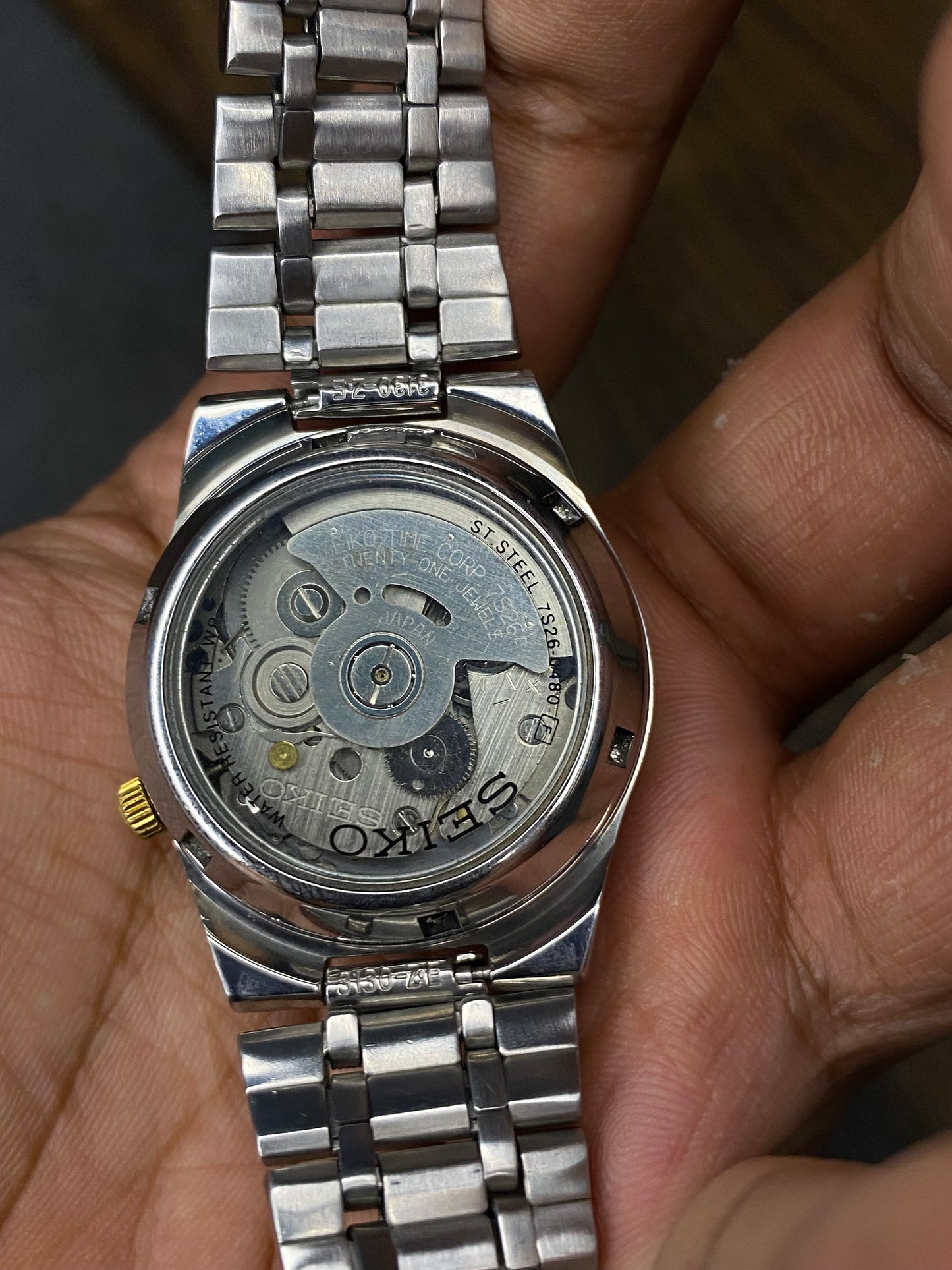 Unique Seiko 5 “Explorer” Black Dial Watch with 6-9-12 Numeric & See-Through Back