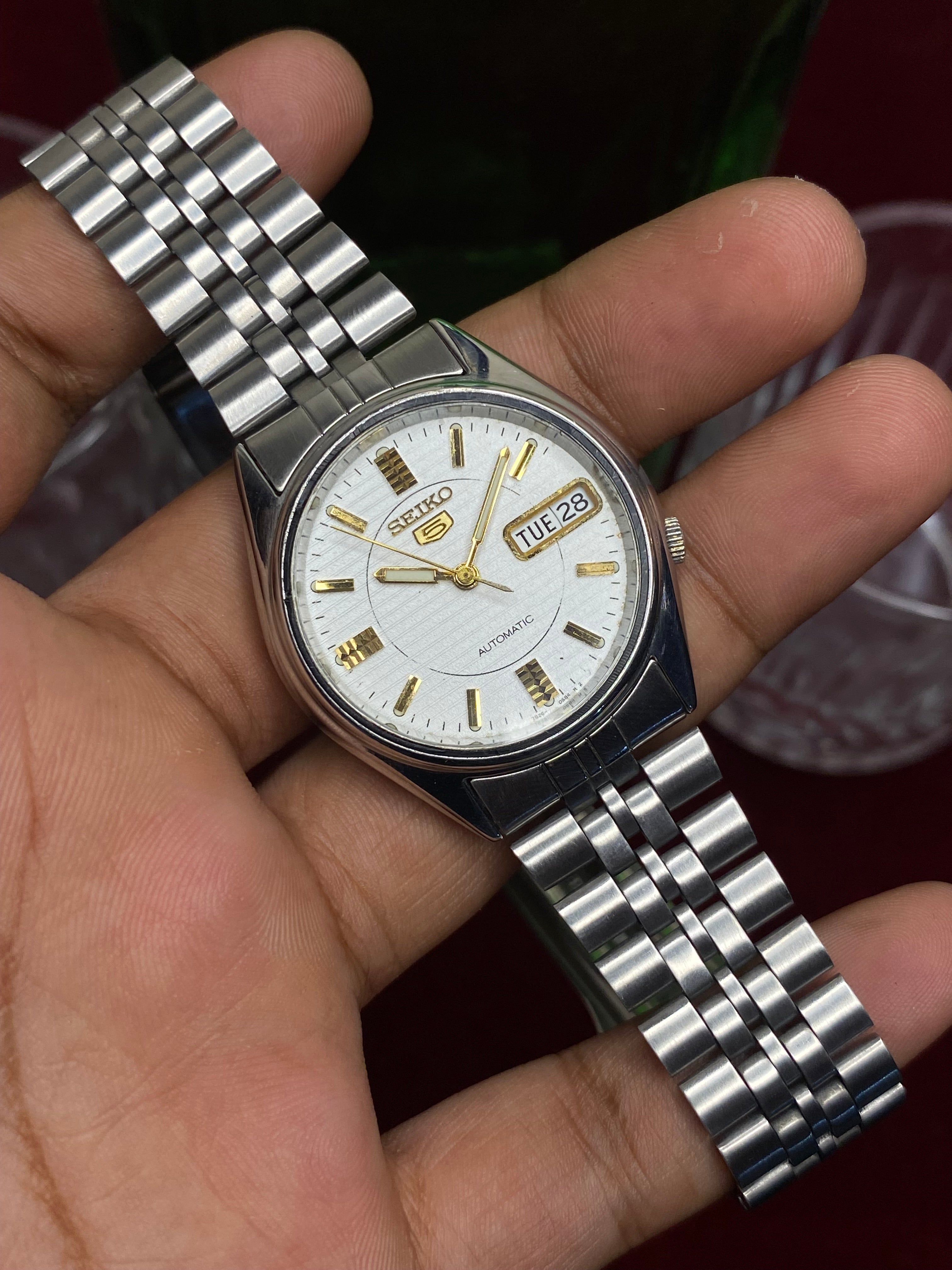 Seiko 5 “Linen White” — 7S26 Textured Dial Automatic watch.