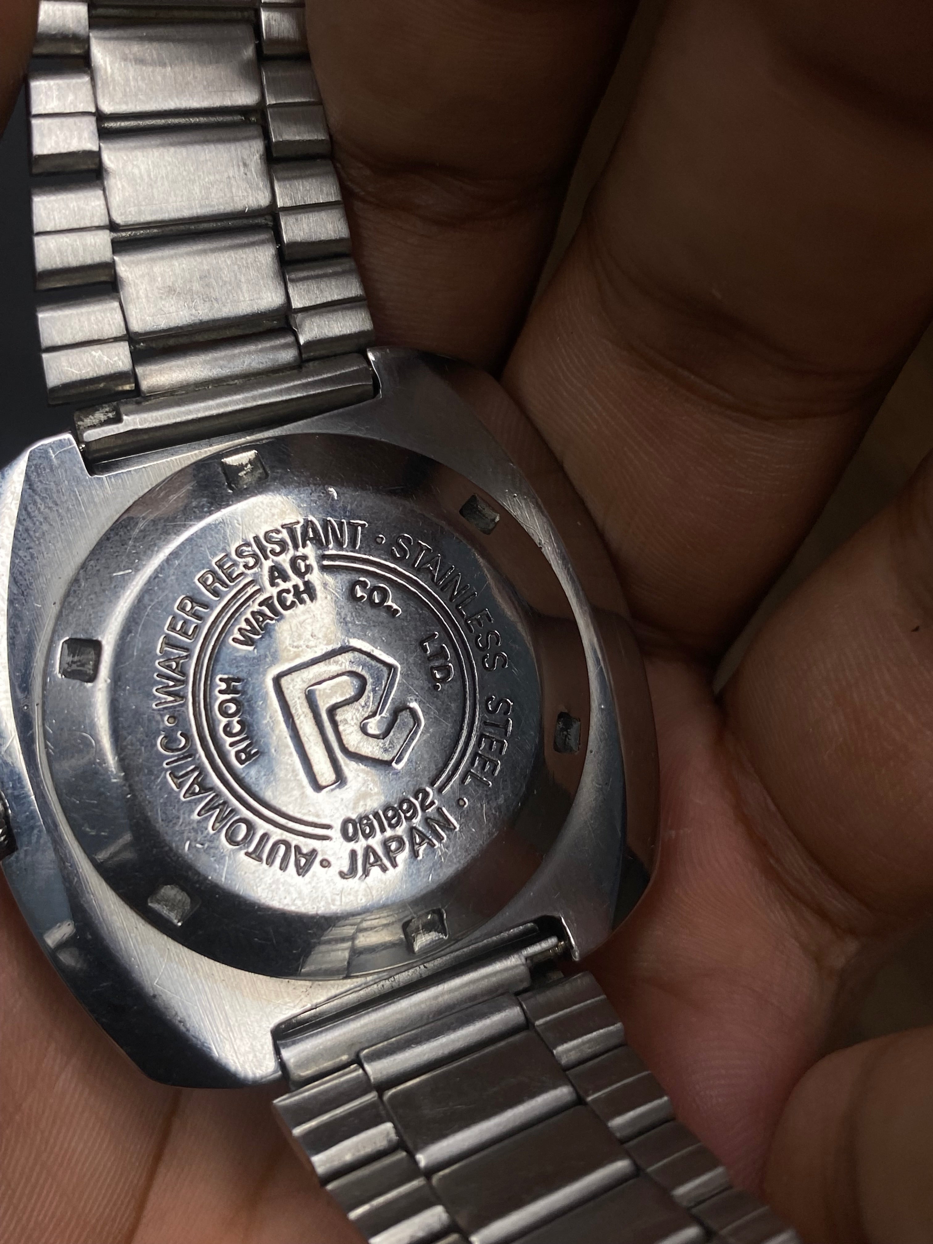 Ricoh Automatic — Black Sunburst Dial | 70s “TV-Shape” Japanese Cushion Watch.