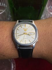 Super Rare Vintage Seiko 5 Tonneau Automatic Watch | Grey Sunburst Dial | Ref. 6309-8800