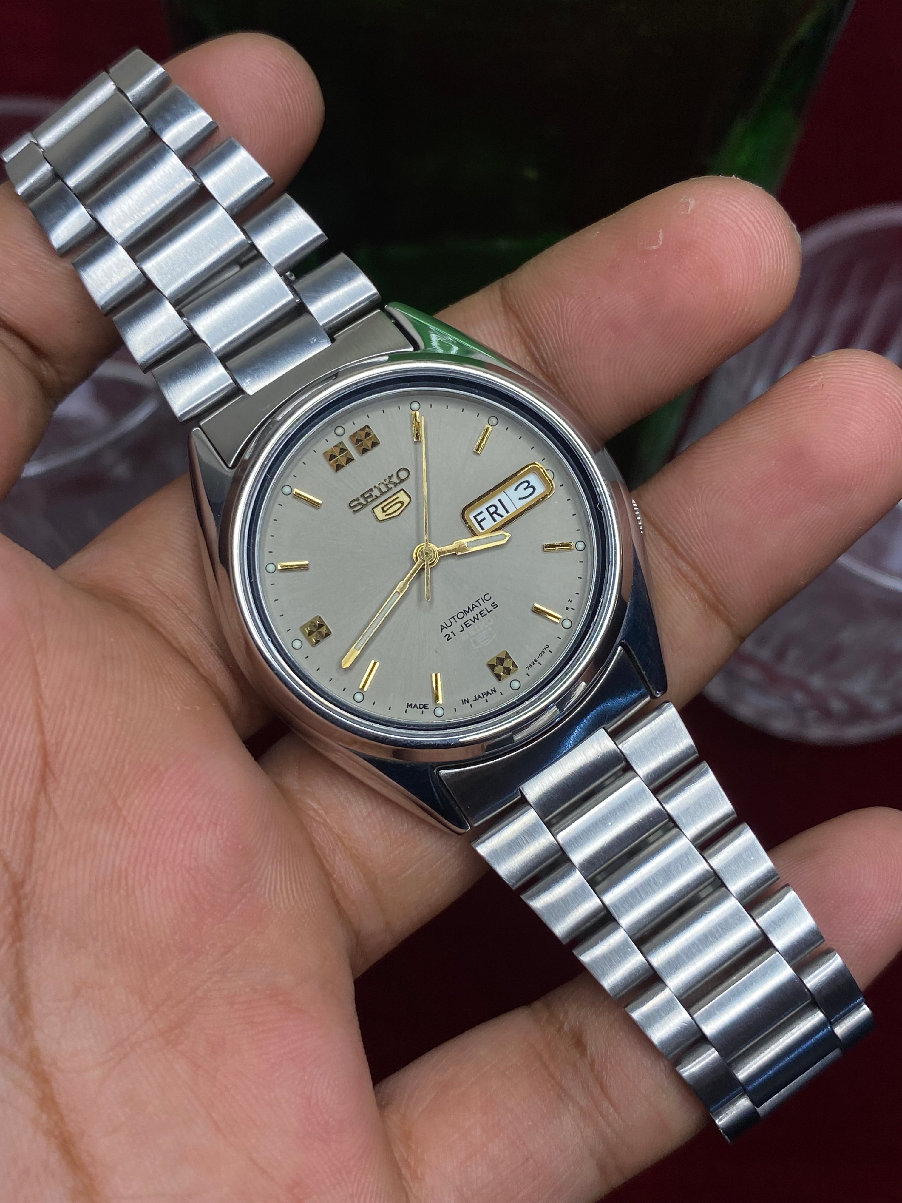 Seiko 5 “Champagne” — 7S26 Grey-Gold Dial Automatic watch.