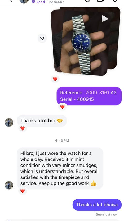 Customer conversation screenshot