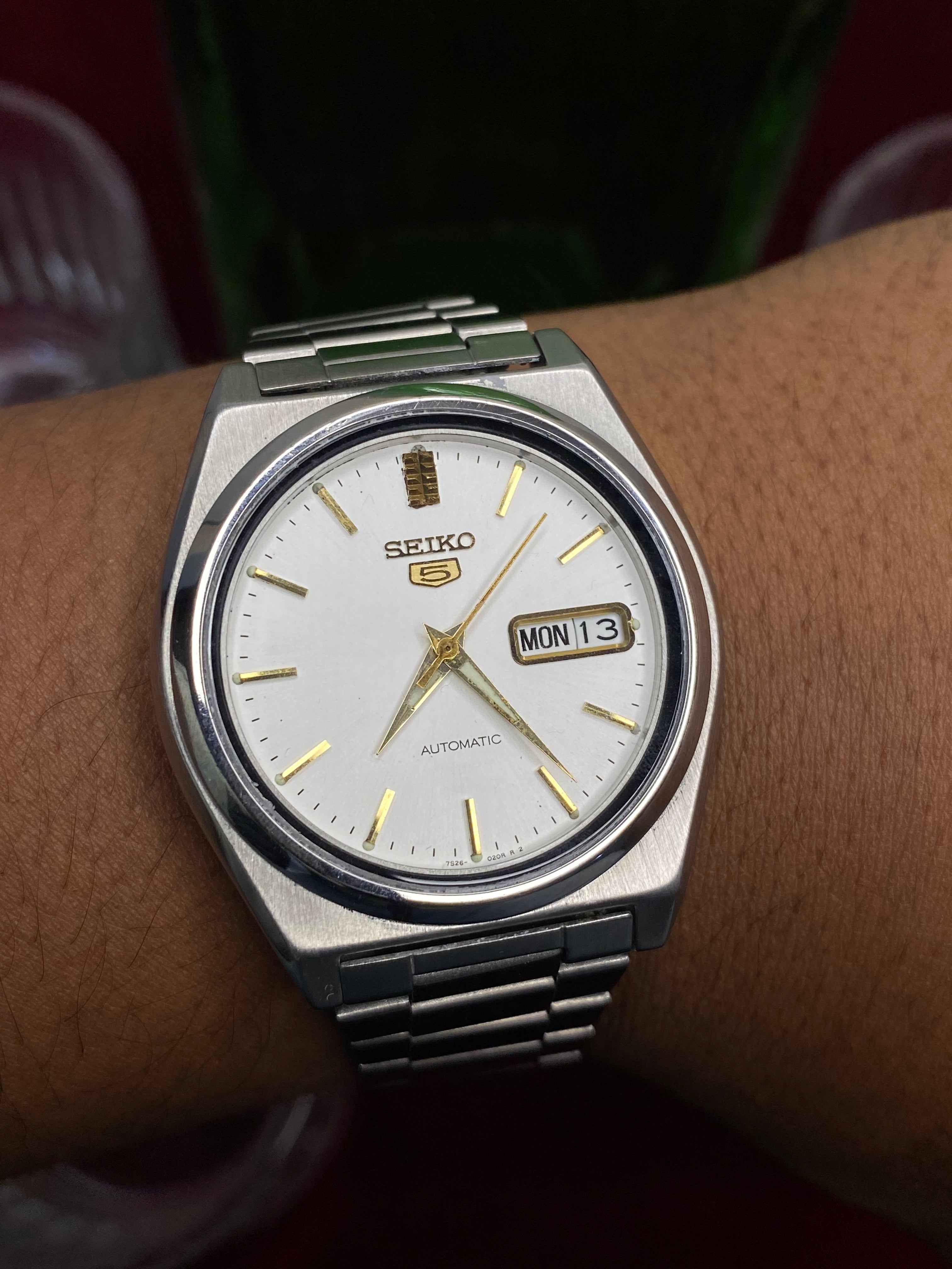 Seiko 5 “Clean Slate” — 7S26 White Dial Exhibition Automatic watch.