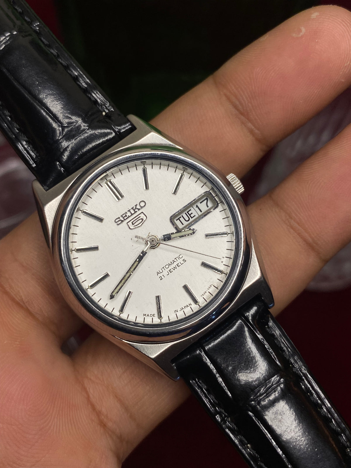 Seiko 5 “Open Heart” White Dial— 7S26 Exhibition Automatic Watch.