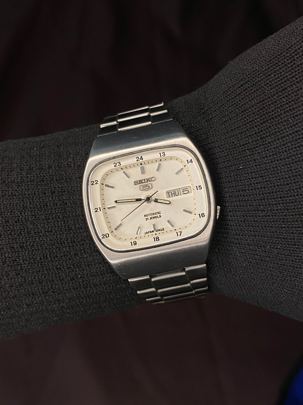 Seiko 5 Tv White Sunburst Dial 1992 Vintage Automatic Watch