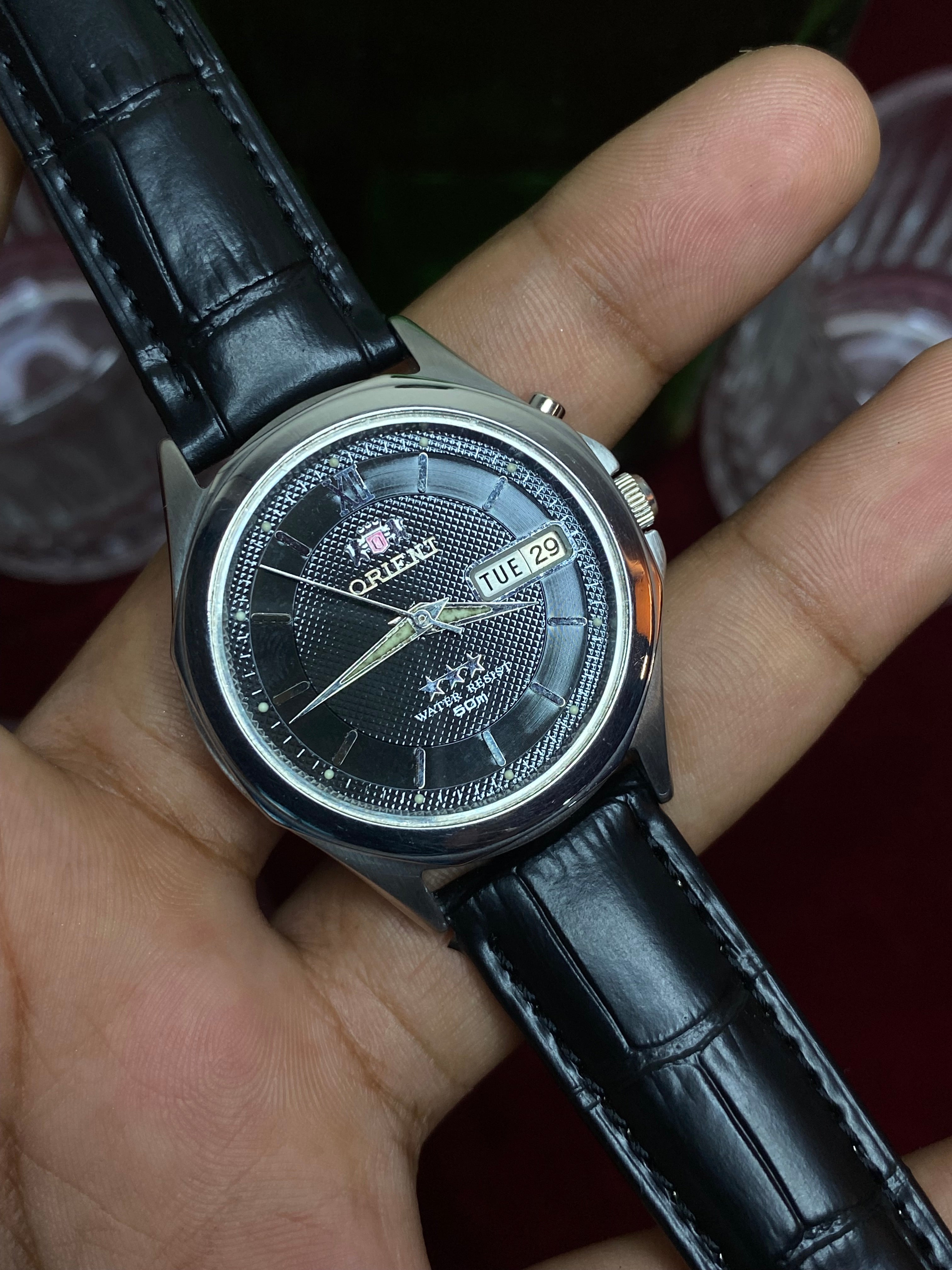 Orient 3-Star Automatic — Textured Black Dial Watch  | Ref EM5C-C0.